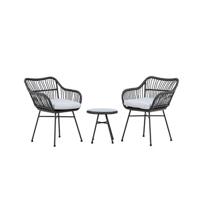ebuy24 Viga lounge set 2 stoelen, 1 klein bijzettafel zwart.