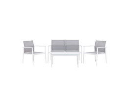 ebuy24 Break lounge set 1 bank, 2 stoelen, 1 salontafel wit.