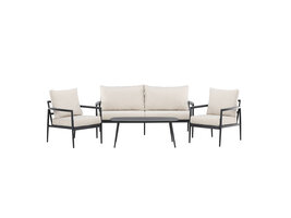 ebuy24 Taromina lounge set 1 bank, 2 stoelen, 1 salontafel zwart.