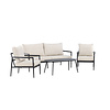 ebuy24 Taromina lounge set 1 bank, 2 stoelen, 1 salontafel zwart.