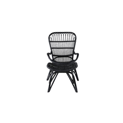 ebuy24 Ella lounge stoel met voetenbank zwart.