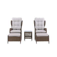 ebuy24 Washington lounge set 2 fauteuils, 2 poefs, 1 salontafel natuur.
