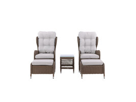 ebuy24 Washington lounge set 2 fauteuils, 2 poefs, 1 salontafel natuur.