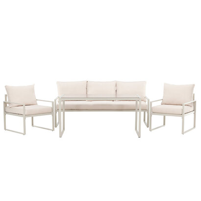 ebuy24 Catania lounge set 1 "eettafel", 1 bank, 2 stoelen beige.