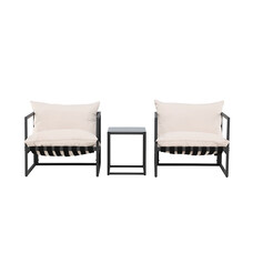 ebuy24 Messina lounge set 2 stoelen, 1 bijzettafel zwart.