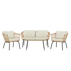 ebuy24 Ortigia lounge set 1 bank, 2 stoelen, 1 salontafel natuur.