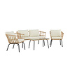 ebuy24 Ortigia lounge set 1 bank, 2 stoelen, 1 salontafel natuur.