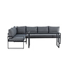 ebuy24 Zingaro lounge set 1 hoekbank, 1 eettafel zwart.