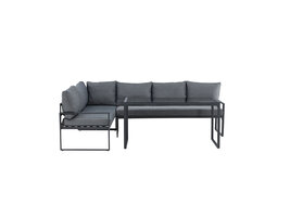 ebuy24 Zingaro lounge set 1 hoekbank, 1 eettafel zwart.