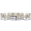 ebuy24 Palazzo lounge set 1 bank, 2 stoelen, 2 salontafels zwart.