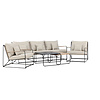 ebuy24 Palazzo lounge set 1 bank, 2 stoelen, 2 salontafels zwart.
