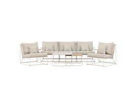 ebuy24 Palazzo lounge set 1 bank, 2 stoelen, 2 salontafels beige.