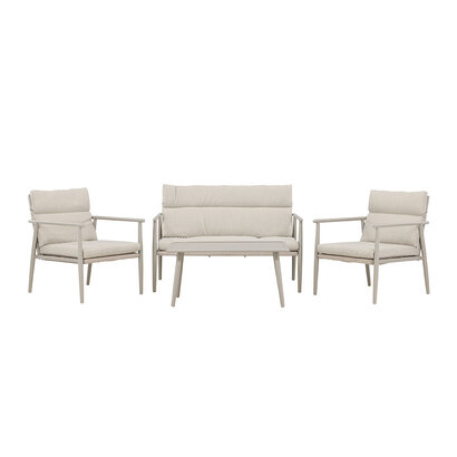 ebuy24 Mazzaro lounge set 1 bank, 2 stoelen, 1 salontafel beige.