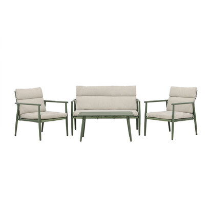 ebuy24 Mazzaro lounge set 1 bank, 2 stoelen, 1 salontafel groen.