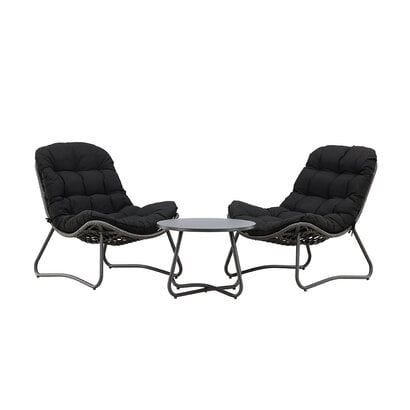 ebuy24 Cala lounge set 2 lounge stoelen, 1 salontafel antraciet.