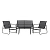 ebuy24 Scopello lounge set 1 bank, 2 stoelen, 1 salontafel zwart.