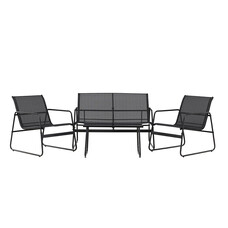 ebuy24 Scopello lounge set 1 bank, 2 stoelen, 1 salontafel zwart.