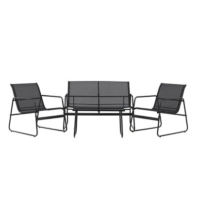ebuy24 Scopello lounge set 1 bank, 2 stoelen, 1 salontafel zwart.