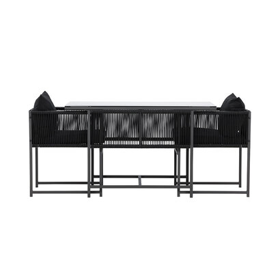 ebuy24 Noto café set 1 eettafel, 2 stoelen zwart.