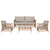 ebuy24 Neel sofaset polyrattan 4 delen met kussens natuur.