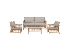 ebuy24 Neel sofaset polyrattan 4 delen met kussens natuur.