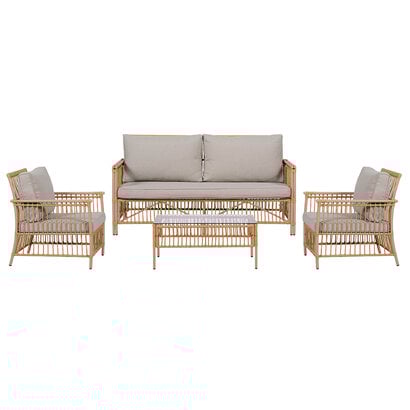 ebuy24 Neel sofaset polyrattan 4 delen met kussens natuur.