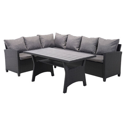 ebuy24 Ester sofaset 2 delen met kussens. sofa omkeerbaar zwart, grijs.