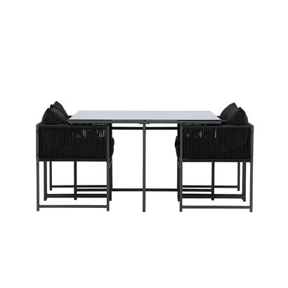 ebuy24 Noto tuinmeubelset 1 eettafel, 2 stoelen zwart.