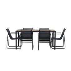 ebuy24 Lampedusa tuinmeubelset 1 eettafel, 6 stoelen zwart.
