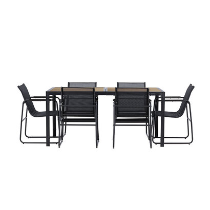ebuy24 Lampedusa tuinmeubelset 1 eettafel, 6 stoelen zwart.