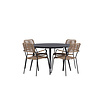 ebuy24 BreakLindos tuinmeubelset 1 eettafel, 4 stoelen zwart.