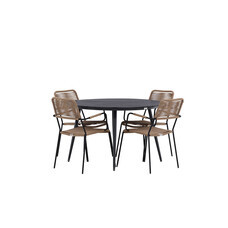 ebuy24 BreakLindos tuinmeubelset 1 eettafel, 4 stoelen zwart.