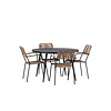 ebuy24 BreakLindos tuinmeubelset 1 eettafel, 4 stoelen zwart.