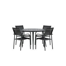 ebuy24 BreakSantorini tuinmeubelset 1 eettafel, 4 stoelen zwart.