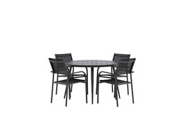 ebuy24 BreakSantorini tuinmeubelset 1 eettafel, 4 stoelen zwart.