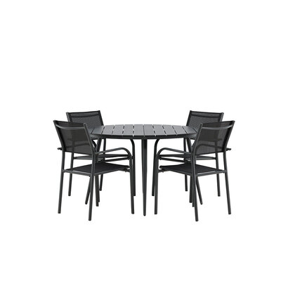 ebuy24 BreakSantorini tuinmeubelset 1 eettafel, 4 stoelen zwart.