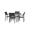 ebuy24 BreakSantorini tuinmeubelset 1 eettafel, 4 stoelen zwart.