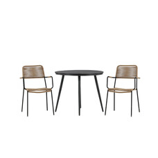 ebuy24 BreakLindos tuinmeubelset 1 eettafel, 2 stoelen zwart.