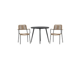 ebuy24 BreakLindos tuinmeubelset 1 eettafel, 2 stoelen zwart.