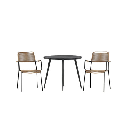 ebuy24 BreakLindos tuinmeubelset 1 eettafel, 2 stoelen zwart.