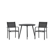 ebuy24 BreakSantorini tuinmeubelset 1 eettafel, 2 stoelen zwart.