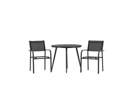 ebuy24 BreakSantorini tuinmeubelset 1 eettafel, 2 stoelen zwart.