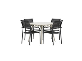 ebuy24 LinaSantorini tuinmeubelset 1 eettafel, 4 stoelen beige.