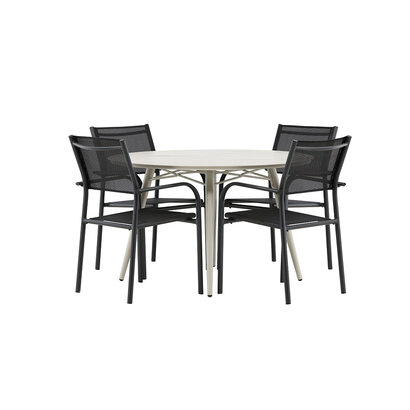 ebuy24 LinaSantorini tuinmeubelset 1 eettafel, 4 stoelen beige.