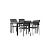 ebuy24 TogoSantorini tuinmeubelset 1 eettafel, 4 stoelen zwart.