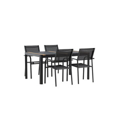 ebuy24 TogoSantorini tuinmeubelset 1 eettafel, 4 stoelen zwart.