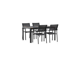 ebuy24 TogoSantorini tuinmeubelset 1 eettafel, 4 stoelen zwart.