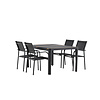 ebuy24 TogoSantorini tuinmeubelset 1 eettafel, 4 stoelen zwart.