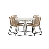ebuy24 LinaLindos tuinmeubelset 1 eettafel, 4 stoelen beige.