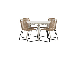 ebuy24 LinaLindos tuinmeubelset 1 eettafel, 4 stoelen beige.